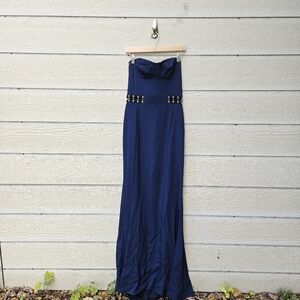 New with flaw Jonathan Simkhai grommet bustier maxi dress midnight size 12